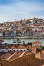 Amazing panoramic view of Oporto and Gaia with Douro river, aerial view, Porto, Portugal