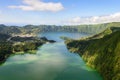 Amazing panoramic view of Sete Cidades lake in Azores island Royalty Free Stock Photo