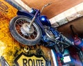 Motorcycle hanged in a coffee shop