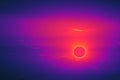 amazing phenomenon of total sun eclipse over cloud sunset orange sky Royalty Free Stock Photo