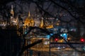 Amazing photo about the budapest night with the Mathias churc and the Hungarian Parliament . Royalty Free Stock Photo