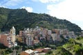 Amazing view to vineyards above local houses, Manarola, Italy