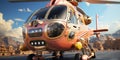 Amazing Photography Of Multi Color Helicopter In Cartoon Theme