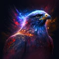 Amazing picture of an eagle in the cosmos. God of birds in space. Generative AI