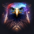 Amazing picture of an eagle in the cosmos. God of birds in space. Generative AI