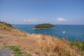 Amazing Picturesque view of Andaman sea in Phuket island Thailand.Nature View through the jungle on the beautiful bay and Royalty Free Stock Photo