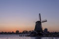 Amazing Picturesque View of traditional Dutch Windmills At Sunset Royalty Free Stock Photo