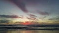 Amazing pink sunset on the coean beach 4k