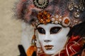 Amazing portrait with venetian mask and beautiful eyes during venice carnival Royalty Free Stock Photo