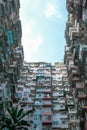 Amazing prespective view of Monster Mansion, landmark in Hong Kong., daytime