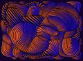 Amazing psychedelic bright waves. Fantastic art with decorative texture. Surreal doodle pattern. Vivid neon blue orange Royalty Free Stock Photo