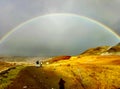 The full rainbow in Iceland Royalty Free Stock Photo