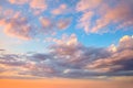 Amazing real sky - Gentle colors Panoramic Sunrise Sundown Sanset Sky with colorful clouds. Without any birds. Large panoramic sky Royalty Free Stock Photo