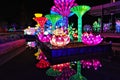 Amazing recycled plastic garden. Caring for the environment. Fantastic inflatable luminous flowers