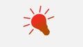 Amazing red and brown color idea bulb icon on white background