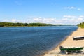 Scenic view of river against blue sky and clouds Royalty Free Stock Photo