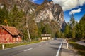 Amazing road through the Dolomites mountains, Italy Royalty Free Stock Photo