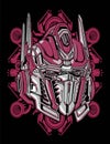 Amazing robot head cyberpunk with sacred geometry background for poster and tshirt design