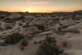 amazing rock formations in a desert landscape in Joshua Tree national park, California Royalty Free Stock Photo