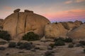 amazing rock formations in a desert landscape in Joshua Tree national park, California Royalty Free Stock Photo
