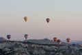 Hot air balloons flying over Cappadocia, Turkey