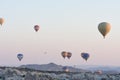 Hot air balloons flying over Cappadocia, Turkey