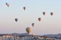 Hot air balloons flying over Cappadocia, Turkey