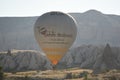 Cappadocia TurkeyHot air balloon flying over valleys in Cappadocia Turkey