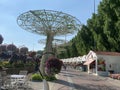 Amazing romantic walk in Miracle garden in Dubai, sidewalk between flowers