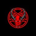 Amazing satan with horn and pentagram vector Royalty Free Stock Photo