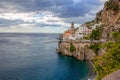 Scene of Amalfi coast and seascape and small lagoon also