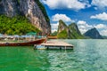 Amazing scenery of the Koh Panyee settlement built on stilts at Phang Nga Bay, Thailand Royalty Free Stock Photo