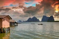 Amazing scenery of the Koh Panyee settlement built on stilts at Phang Nga Bay, Thailand Royalty Free Stock Photo