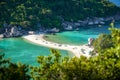 Amazing scenery top view of Island with white sandy beach in Thailand Royalty Free Stock Photo