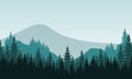 Amazing scenery trees and mountains at sunrise. City vector