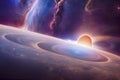 Amazing sci-fi background - supernatural extraterrestrial life form in deep outer space, another world. Created with Generative AI