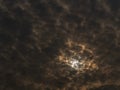 Amazing scientific background - solar eclipse in dark cloudy sky