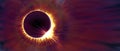 Amazing scientific background - total solar eclipse in dark red glowing sky, mysterious natural phenomenon when Moon passes Royalty Free Stock Photo