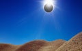 Amazing scientific background - total solar eclipse in desert