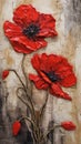 Amazing Sculpture of Dead Poppies on a Brown Background