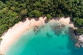 Amazing Sea aerial view Top down seashore nature background Beautiful Tropical beach with rocky mountains and turquoise clear Royalty Free Stock Photo