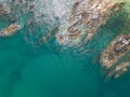 Amazing sea big waves crashing on rocks seascape,Aerial view drone camera of ocean sea waves background Royalty Free Stock Photo