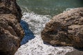 Amazing sea with blue summer wave and rocks, relaxing view of rocks and water Royalty Free Stock Photo