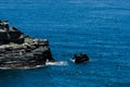 Amazing sea with blue summer wave and rocks, relaxing view of rocks and water Royalty Free Stock Photo