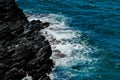 Amazing sea with blue summer wave and rocks, relaxing view of rocks and water Royalty Free Stock Photo