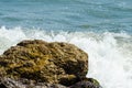 Amazing sea with blue summer wave and rocks, relaxing view of rocks and water Royalty Free Stock Photo