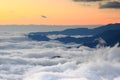 Amazing sea of clouds with sunset