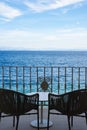 Amazing sea view balcony with chairs and desk