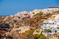 Amazing sea view on Santorini island from terrasse. Santorini Royalty Free Stock Photo