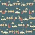 Amazing seamless blue vintage car pattern Royalty Free Stock Photo